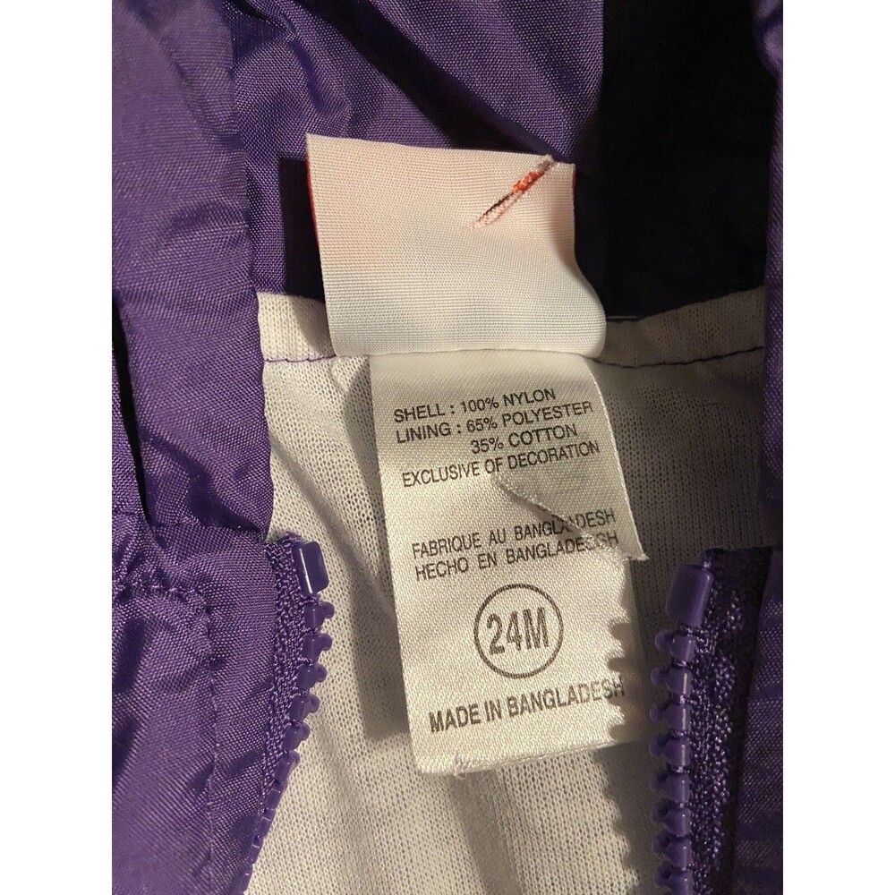 Los Angeles Lakers NBA Purple and Black Zip-Up Windbreaker For Baby/24M - Picture 5 of 5
